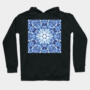 pure geometric snowflake pattern and design hexagonal kaleidoscopic style in shades of BLUE Hoodie